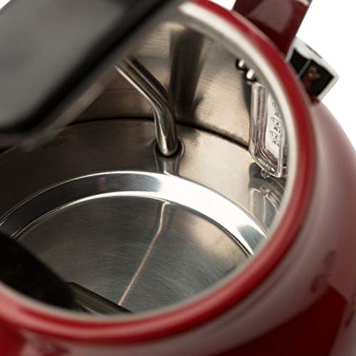 Haden Dorset 1.7 Liter Stainless Steel Countertop Electric Tea Kettle with 4 Slice Wide Slot Stainless Steel Bread Bagel Toaster, Red