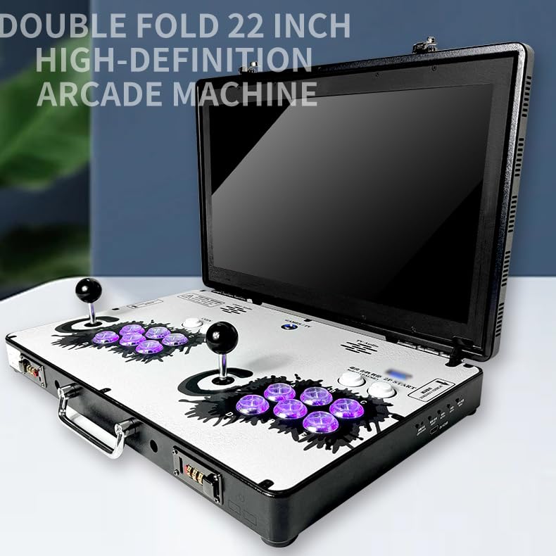 Portable 20000 in 1 Metal Box 3D Arcade Game Console, 22 inch Screen Retro Electronic Game Console, with Search/Hide/Save/Load/Pause Functions