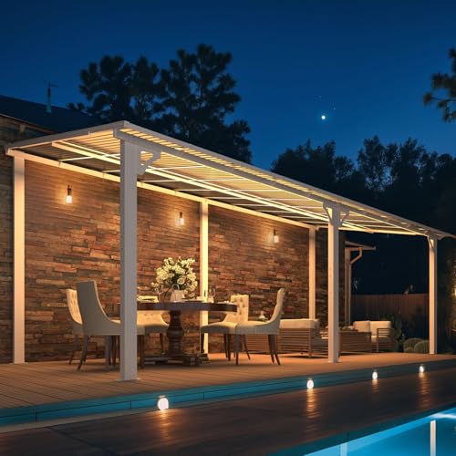 AECOJOY 10&rsquo; x 10&rsquo; Gazebo, Wall Mounted Gazebos Pergola on Clearance, Outdoor Patio Lean to Gazebo Awnings for Deck, Porch