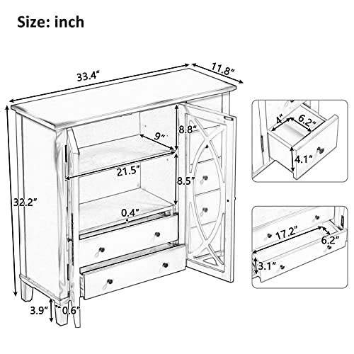 Vintage Style Sideboard Accent Storage Sideboard Wooden Sideboard with Adjustable Shelf,5 Small Drawers and 2 Large Drawers,for Entryway,Living Room