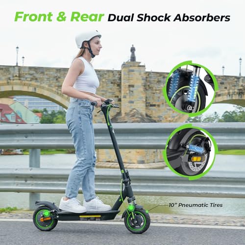 isinwheel Electric Scooter Adults, 38/32 Miles Range & 28/21 MPH Powered by 1000/800W Motor, 10" Pneumatic Tires