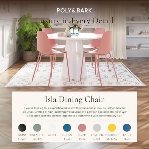 POLY & BARK Isla Modern Kitchen Chairs Set of 4 - Plastic Dining Chair with Metal Legs