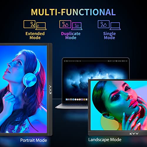 4K Portable Monitor - KYY 15.6'' 3840x2160 UHD USB-C Monitor, 100% Adobe RGB, 400cd/㎡