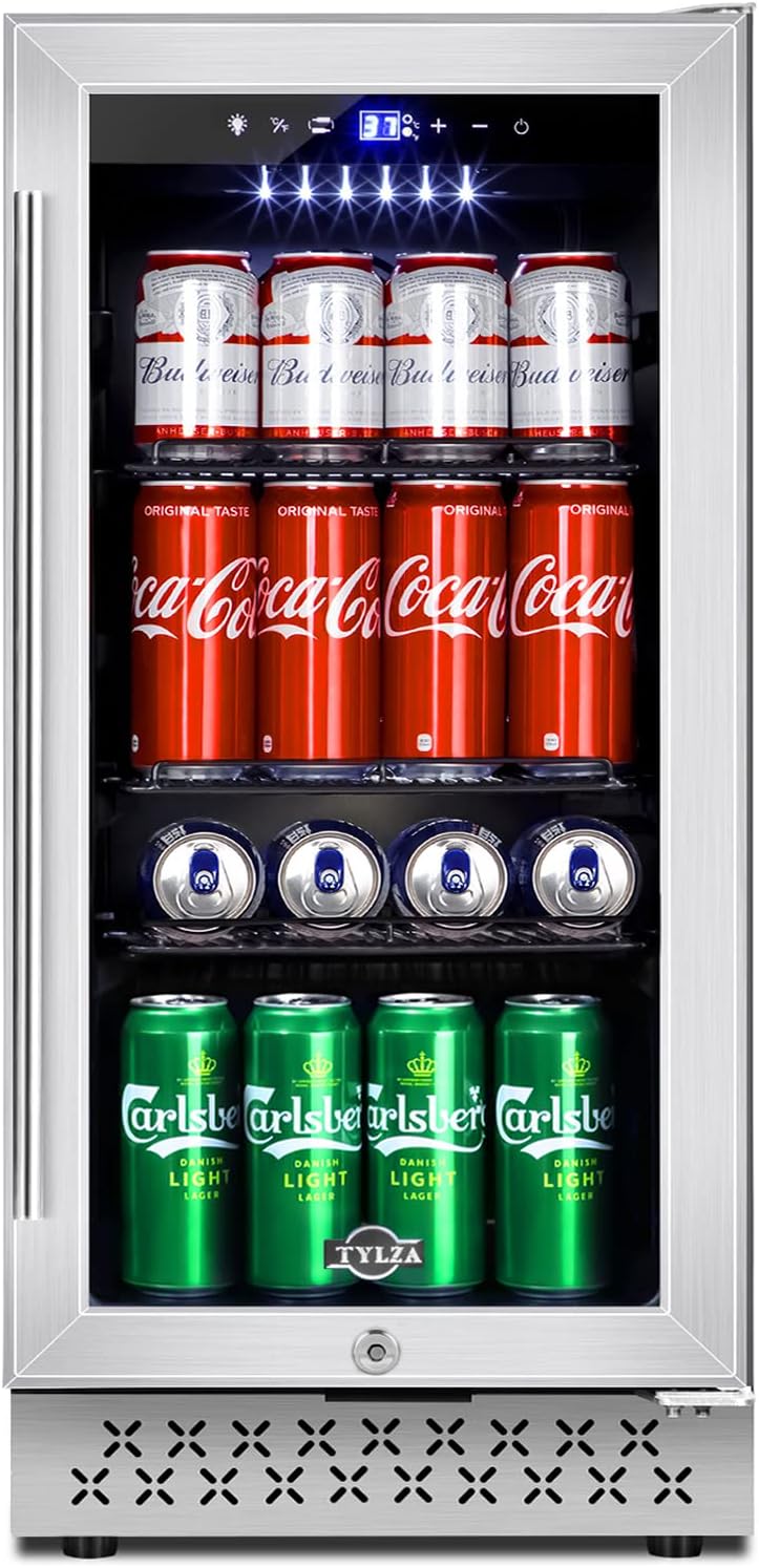 TYLZA Mini Fridge 15 Inch Beverage Refrigerator Cooler Under Counter