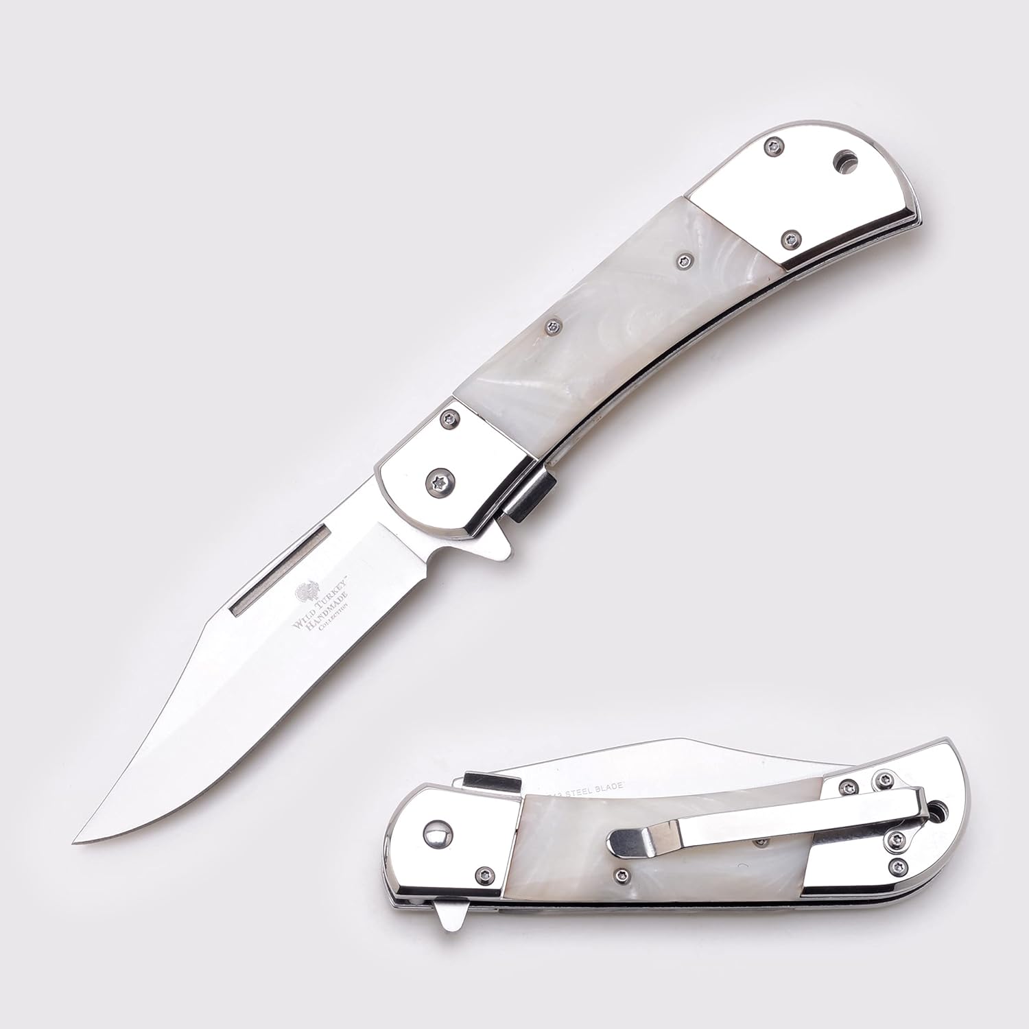 Wild Turkey Handmade Smooth Handle Folding Pocket Knife Hiking Camping Fishing - Razor Sharp Blade