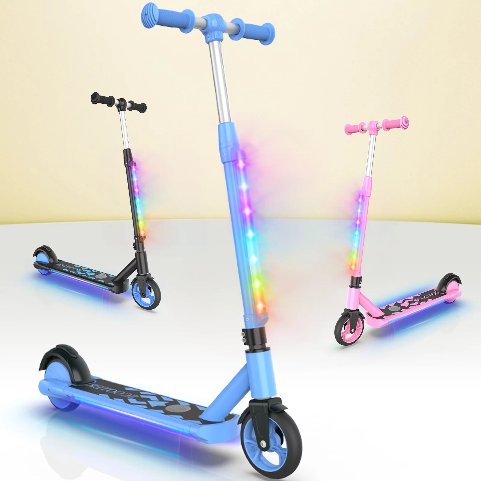 LIEAGLE Kids Electric Scooter Ride on Foldable Adjustable Electric Scooter for Kids Blue - Curated Treasures Market