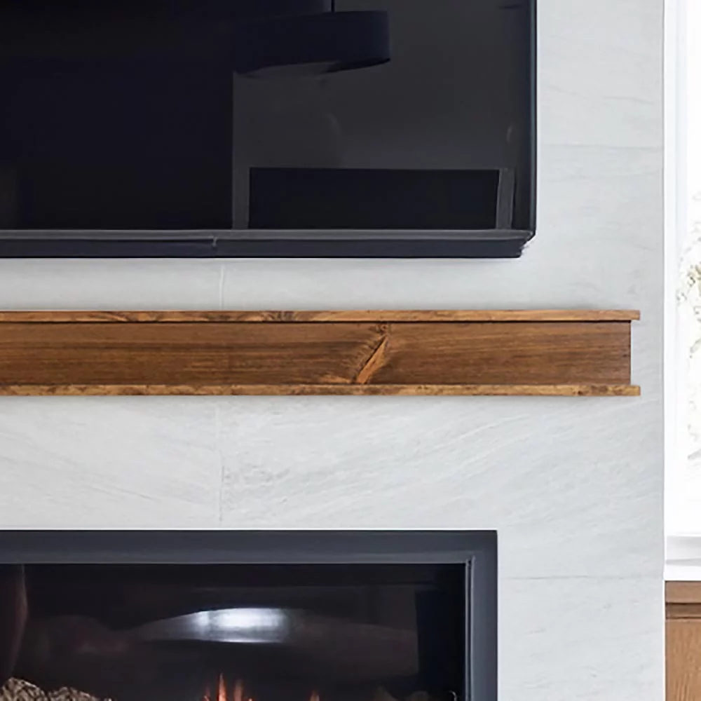 Modern Ember Cody 72 inch Floating Wood Fireplace Mantel Shelf - Ebony