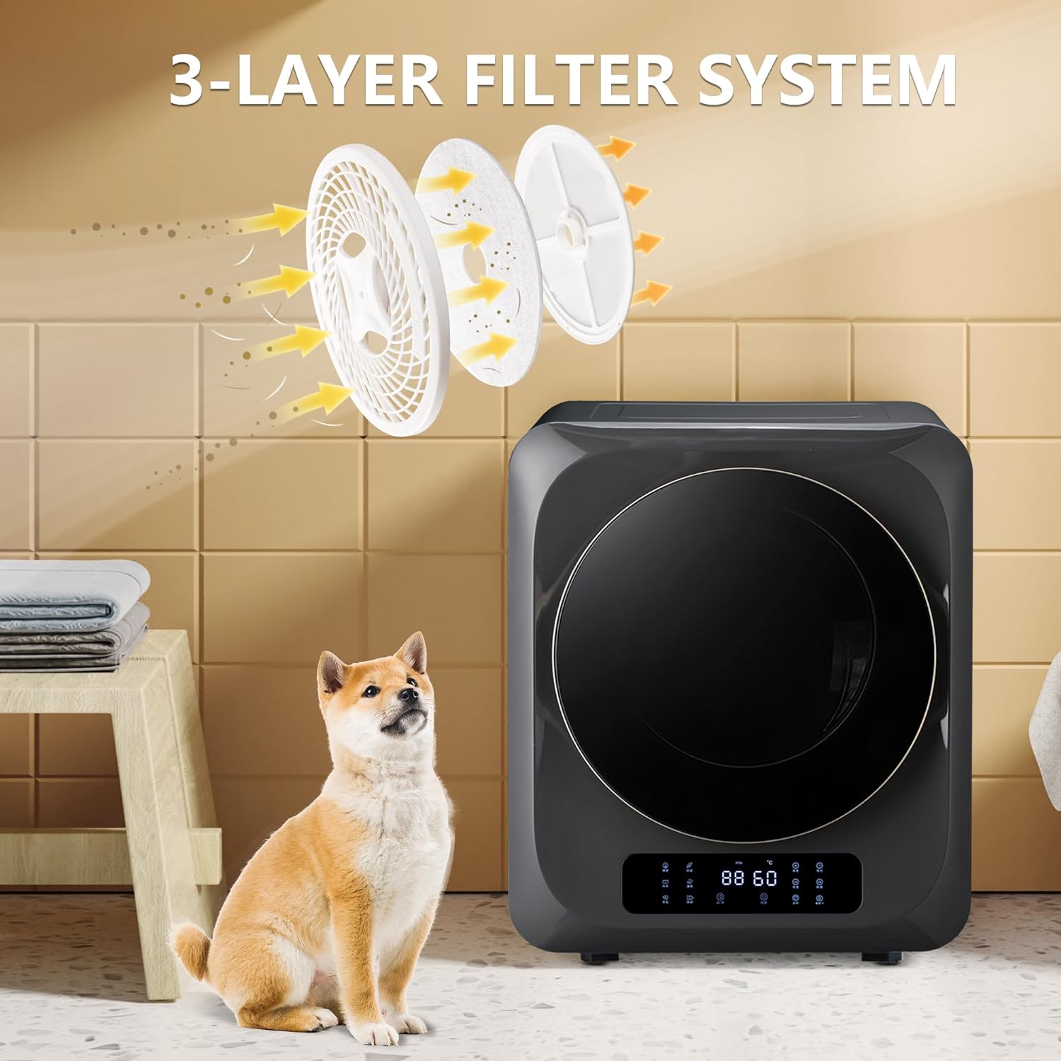 Portable Clothes Dryer, 120 V/850W Electric RV Dryer Smart Moisture Sensor