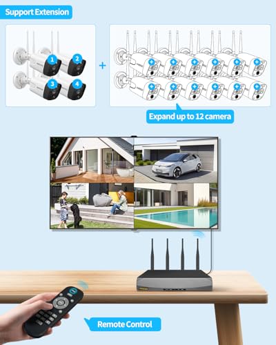 2-Way Audio & PIR Detection Dual Antennas Outdoor Wireless Security Camera System 5.5MP Wi-Fi Video Surveillance DVR System