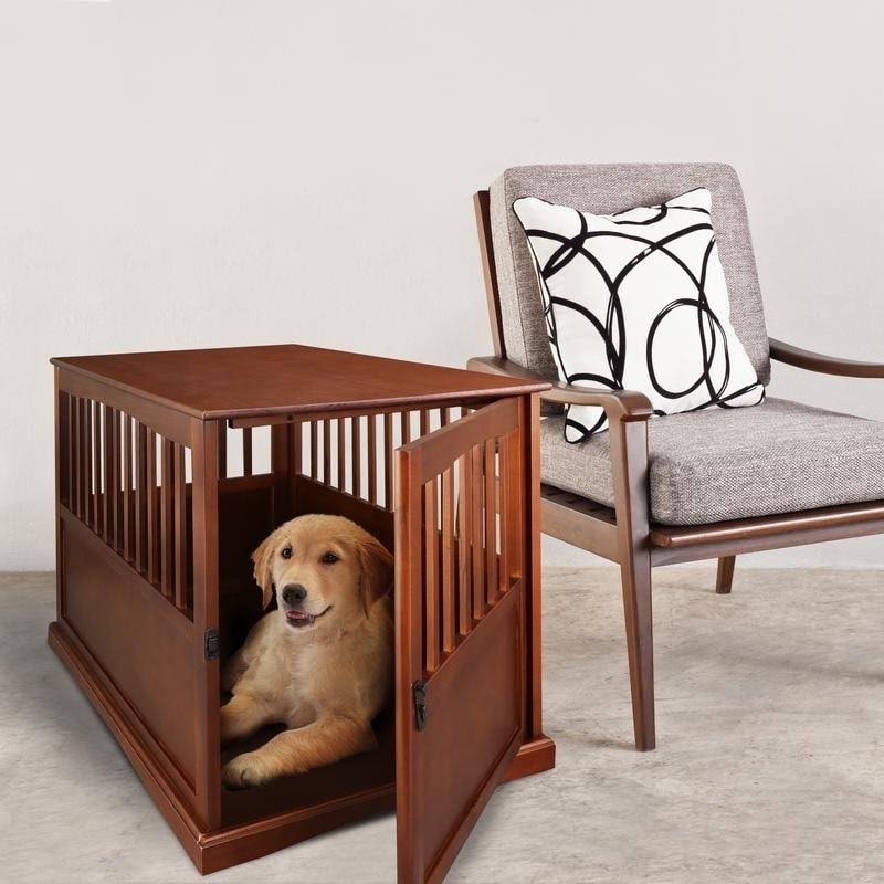 Casual Home Pet Crate End Table - Walnut