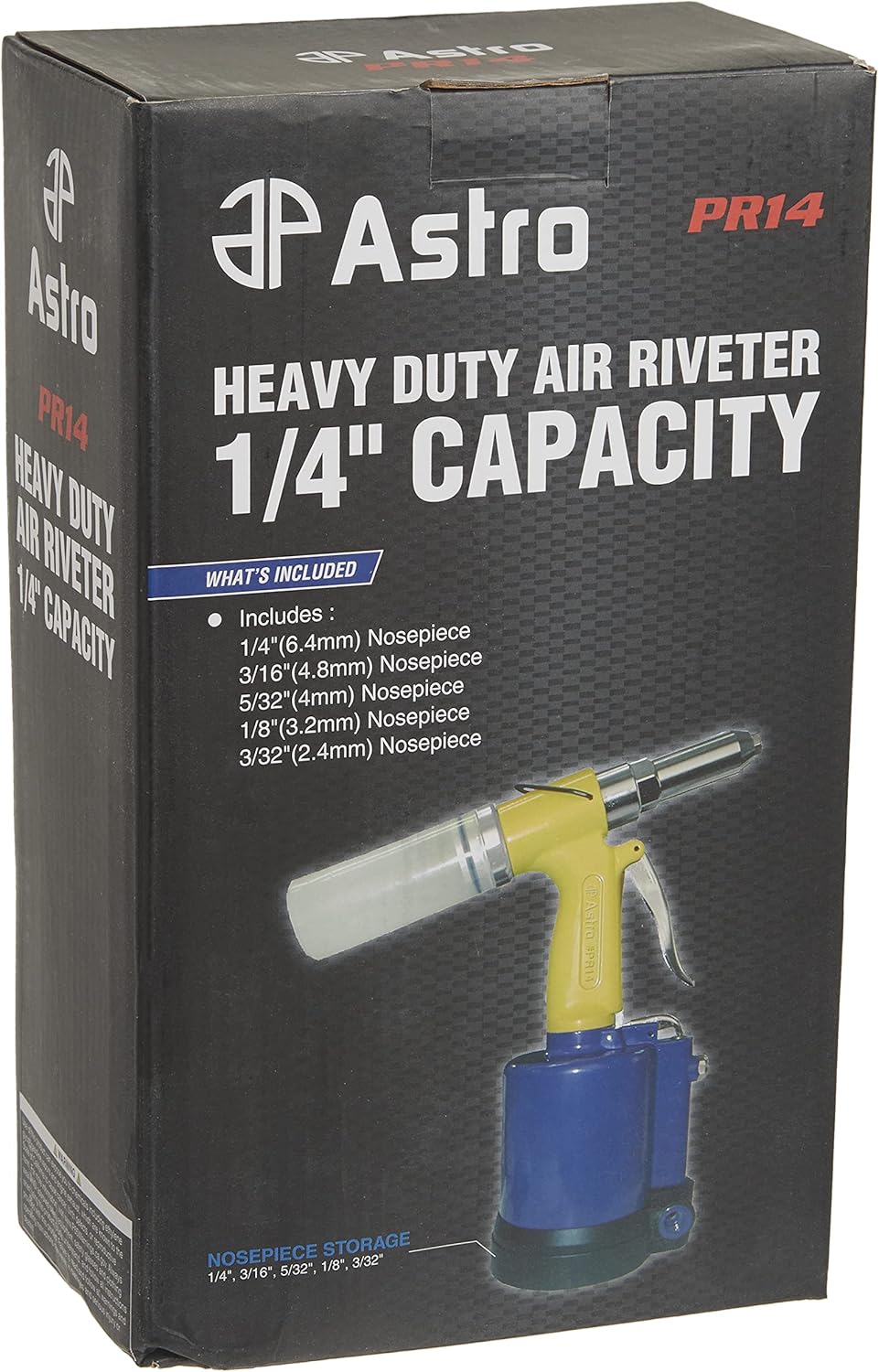 Astro Pneumatic Tool PR14 Air Riveter - 3/32, 1/8, 5/32, 3/16 and 1/4 Capacity