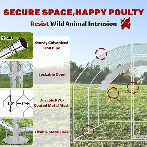 Chicken Coop Large Metal Chicken Run for 6/10 Chickens Poultry Cage with Waterproof Cover for Duck Walk-in Chicken Pen for Yard
