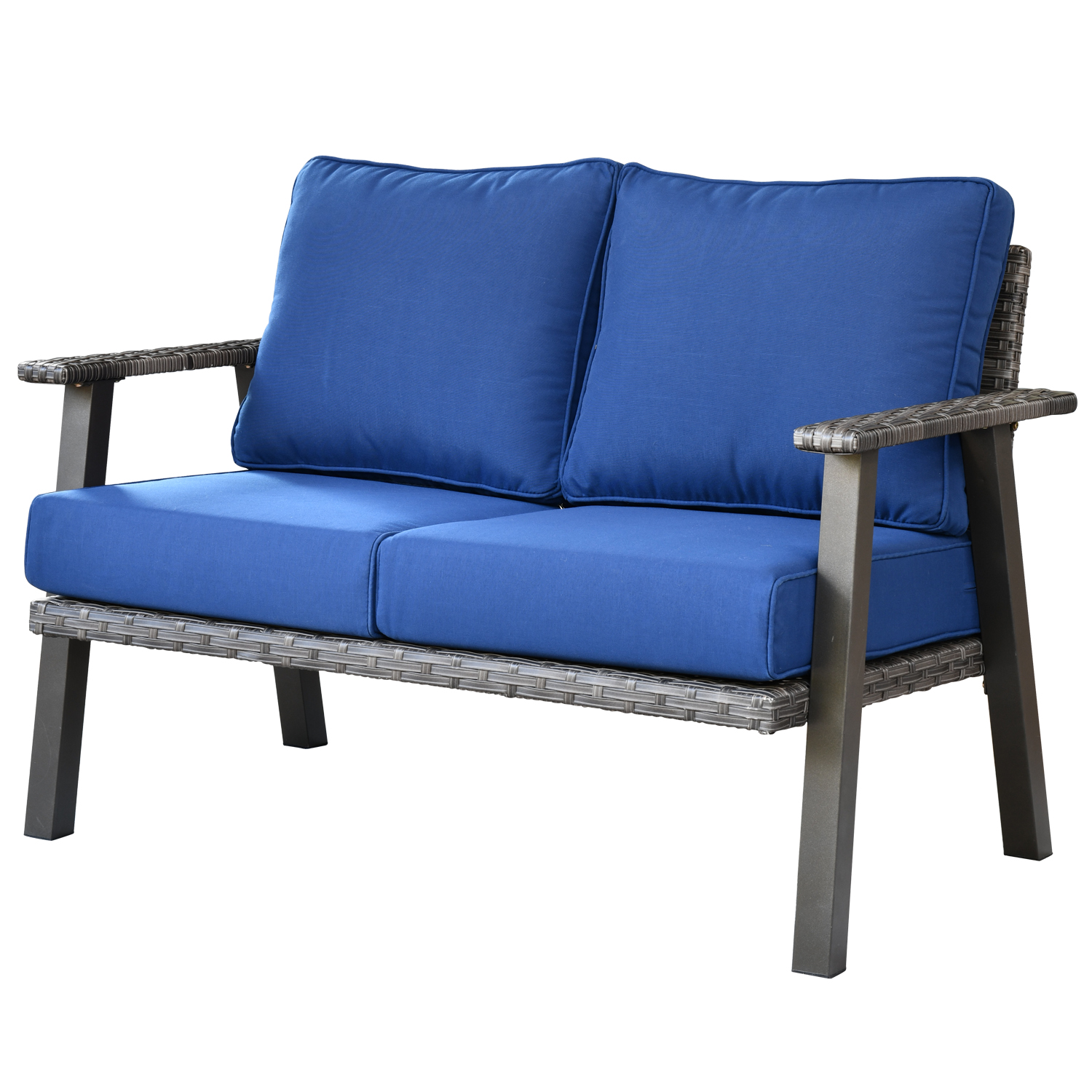 Ovios 1 Piece Outdoor Patio Furniture All-Weather Patio Conversation Set Wicker Loveseat Sofas with Cushions