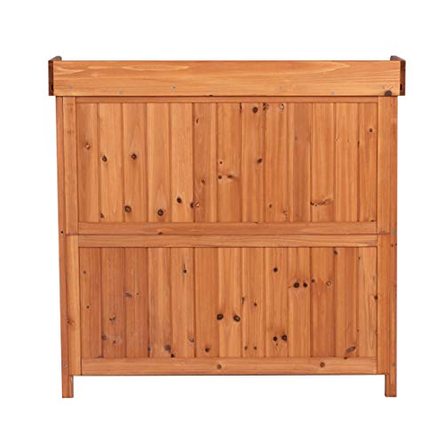Outdoor Garden Patio Wooden Storage Cabinet Furniture Waterproof Tool Shed with Potting Benches Outdoor Work Station Table (Natural)