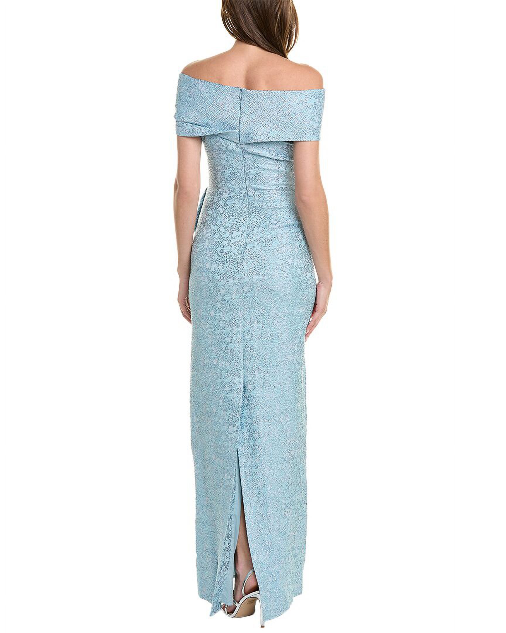 Teri Jon by Rickie Freeman womens  Metallic Jacquard Gown, 14, Blue
