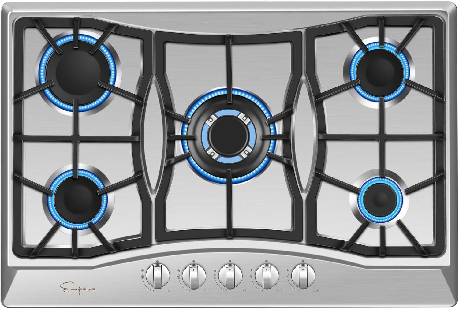 Empava Electric Stove Induction Cooktop Vertical with 2 Burners in Black Vitro Ceramic Smooth Surface Glass 120V, 12 Inch