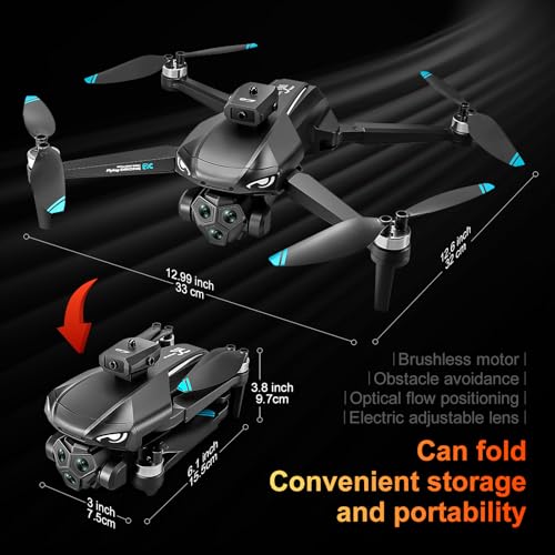 Brushless RC Drone with 4K Dual Camera, 4.5-inch HD Screen Remote Control, Smart Obstacle Avoidance
