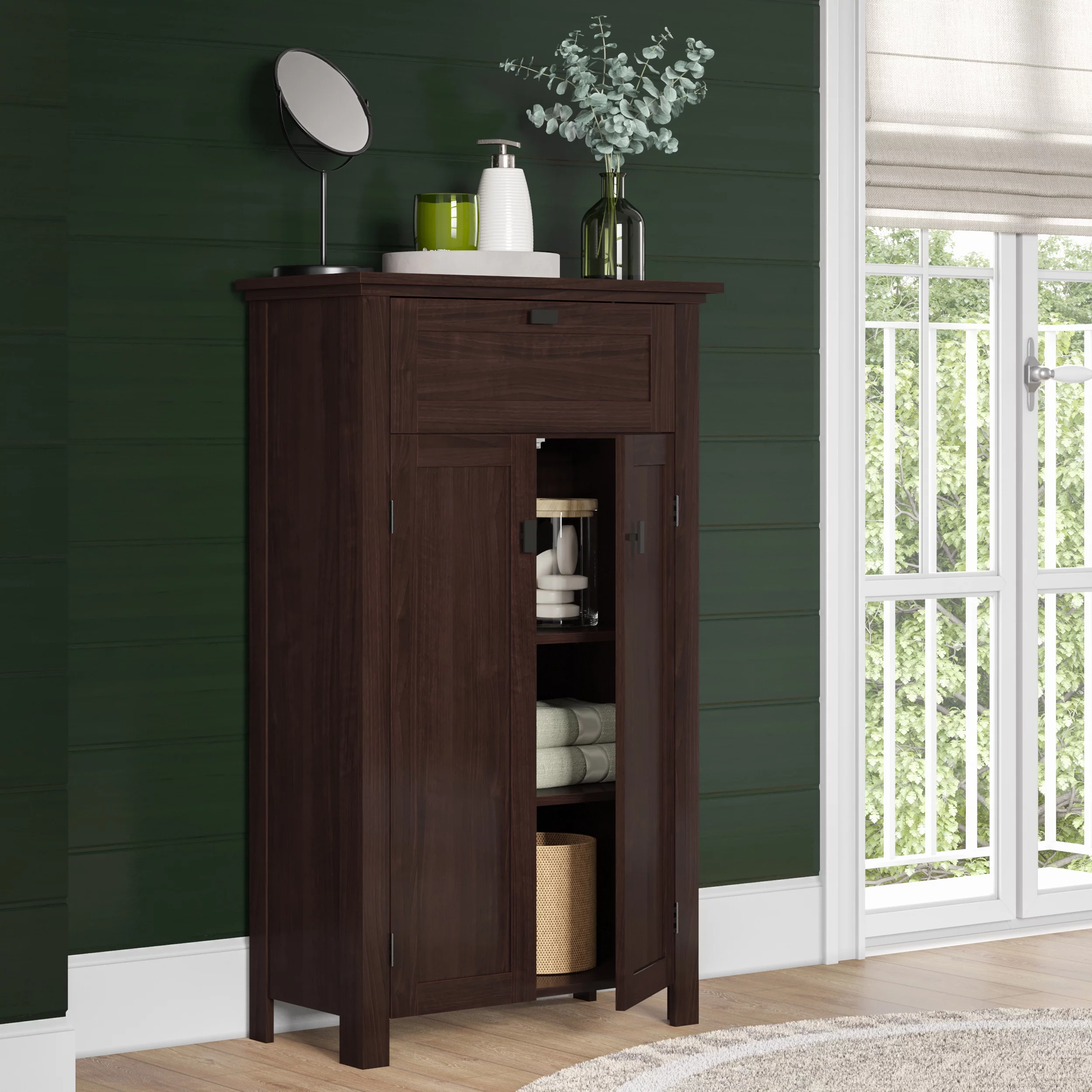 RiverRidge Home Hayward Two-Door Floor Cabinet, Dark Woodgrain