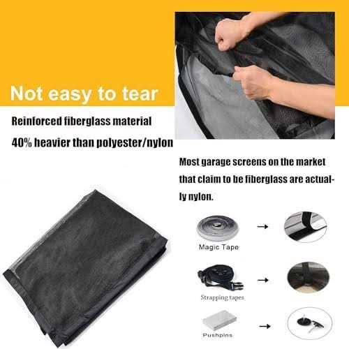 LIAMST Garage Door Screen Car Garage Doors Reinforced Fiberglass Door Screen,Stronger High Energy Magnets Hands Free Magnetic Screen
