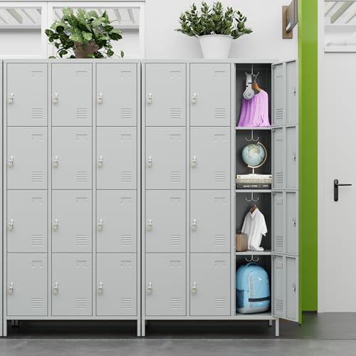 6 Door Metal Storage Locker 18 Hooks,Metal Locker for Employees with Lock for School Garage Office Gym Bedroom,Assembly Required