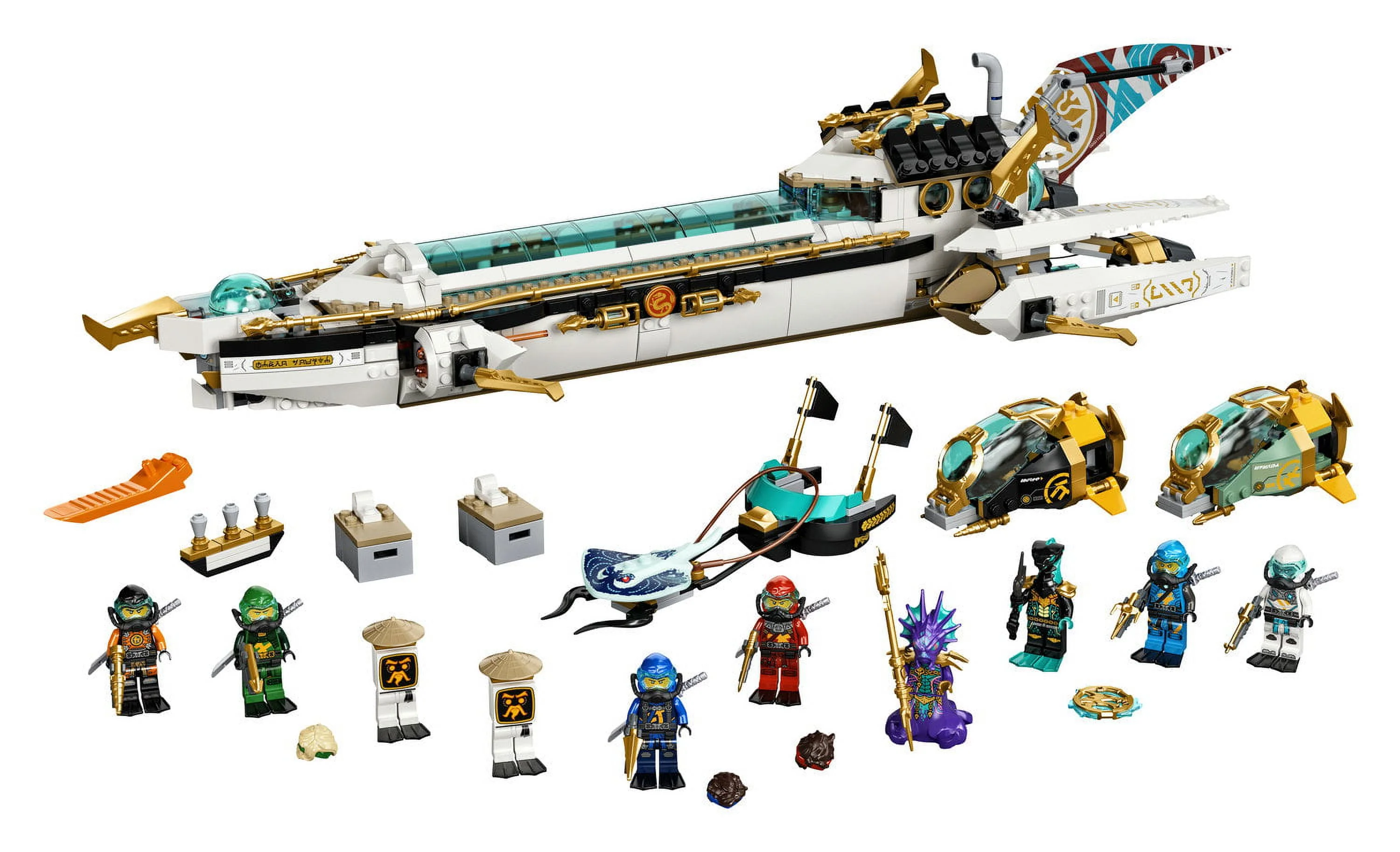 LEGO NINJAGO Hydro Bounty Building Set, 71756 Submarine Toy with Kai and Nya Minifigures, Ninja Toys, Gifts, Presents for Kids, Boys