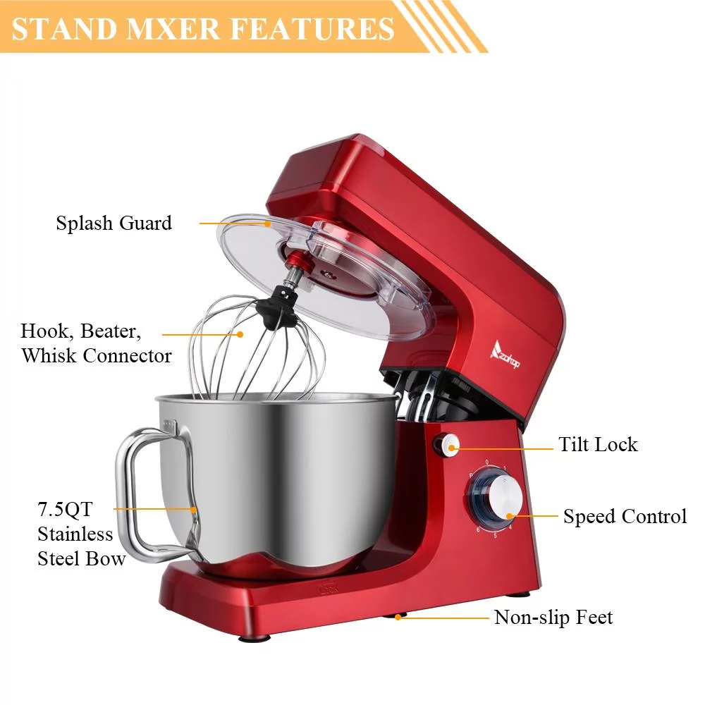 Mixers Kitchen Electric Stand Mixer 7.5QT 6-Speed Tilt-Head Food Mixer 660W Tilt-Head Food Dough Mixer with Stainless Steel Bowl,Dough Hook,Whisk