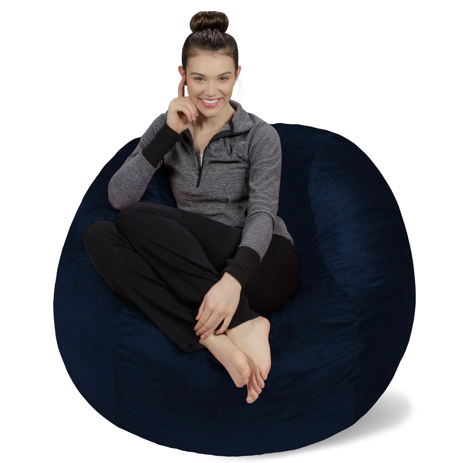 Sofa Sack Bean Bag Chair, Memory Foam Lounger with Microsuede Cover, Kids, Adults, 4 ft, Navy