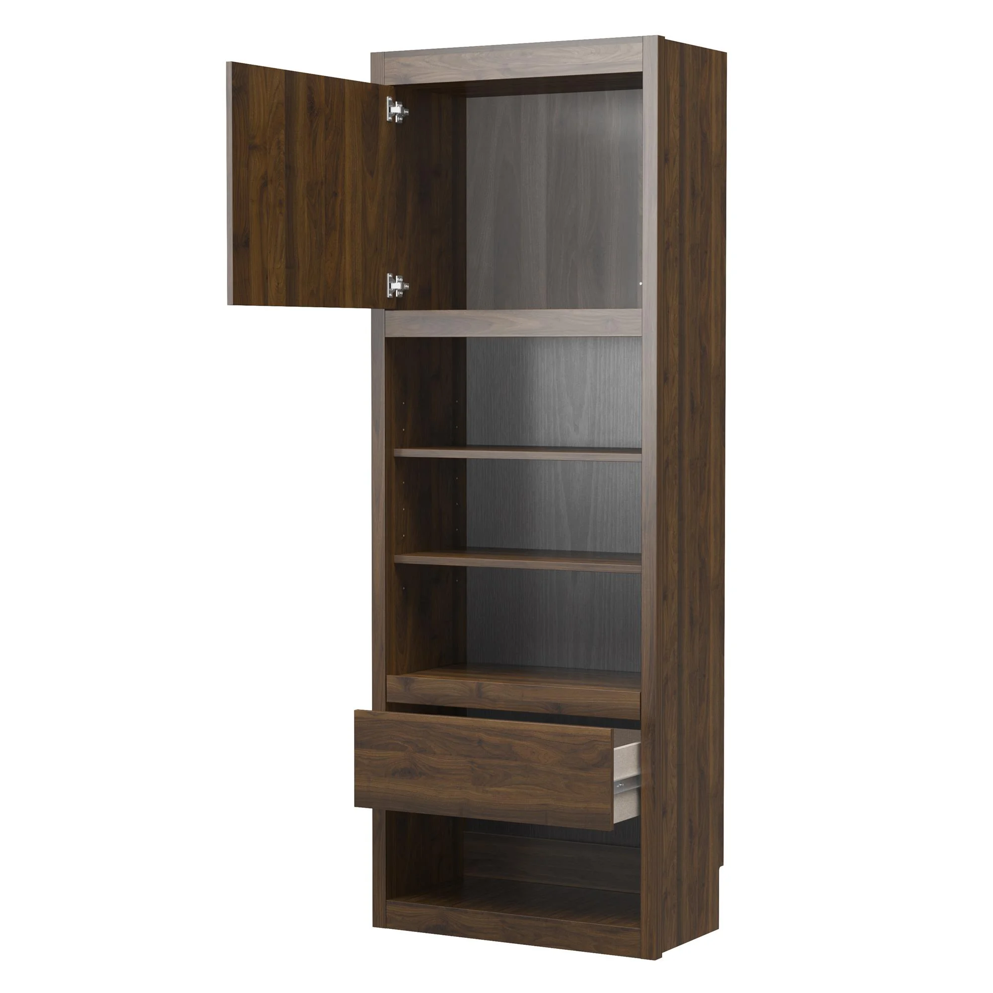 Signature Sleep Single Side Cabinet for Murphy Wall Beds in Walnut