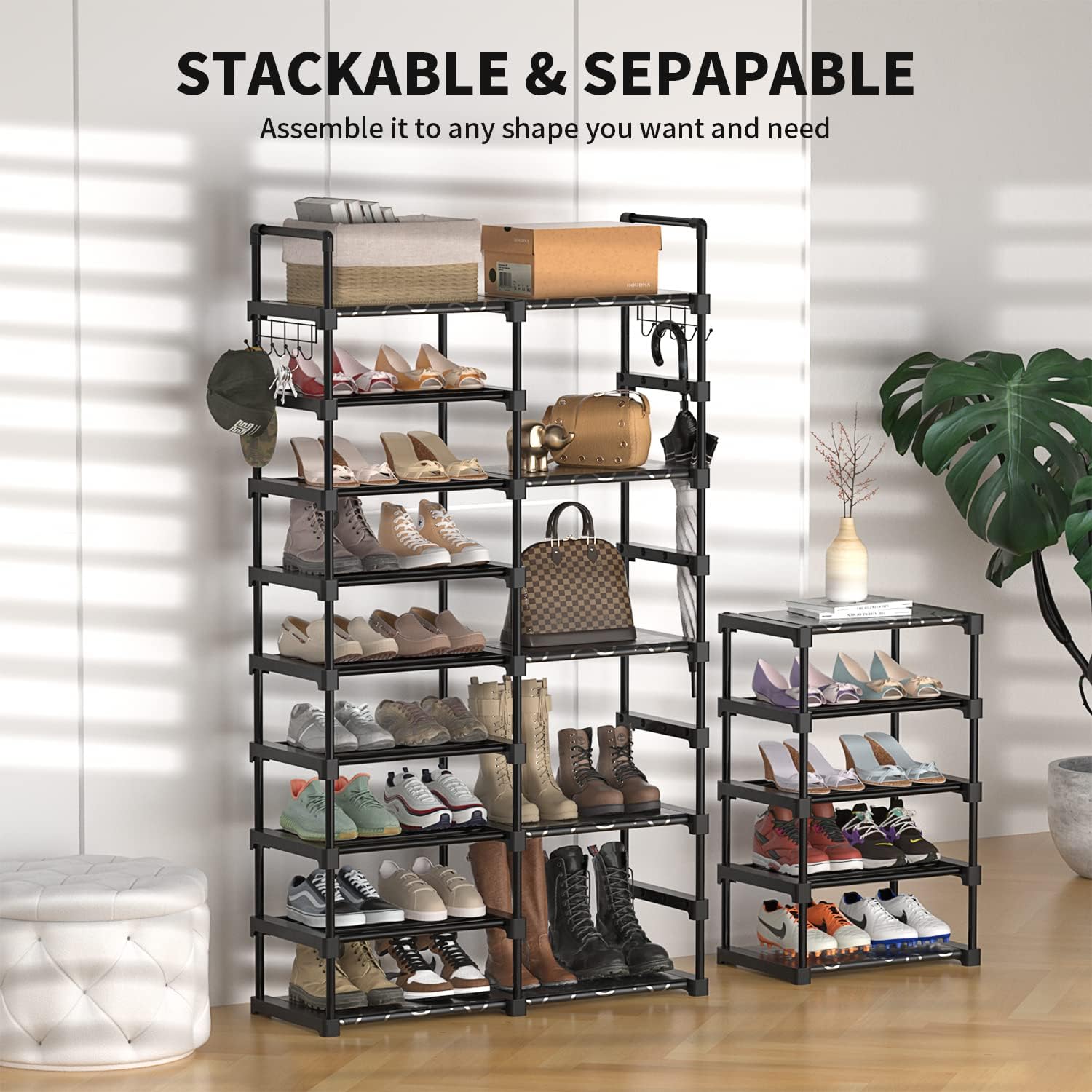 TIMEBAL 9 Tiers Shoe Rack Storage Organizer Shoe Shelf Organizer for Entryway Holds 50-55 Pairs Shoe and Boots