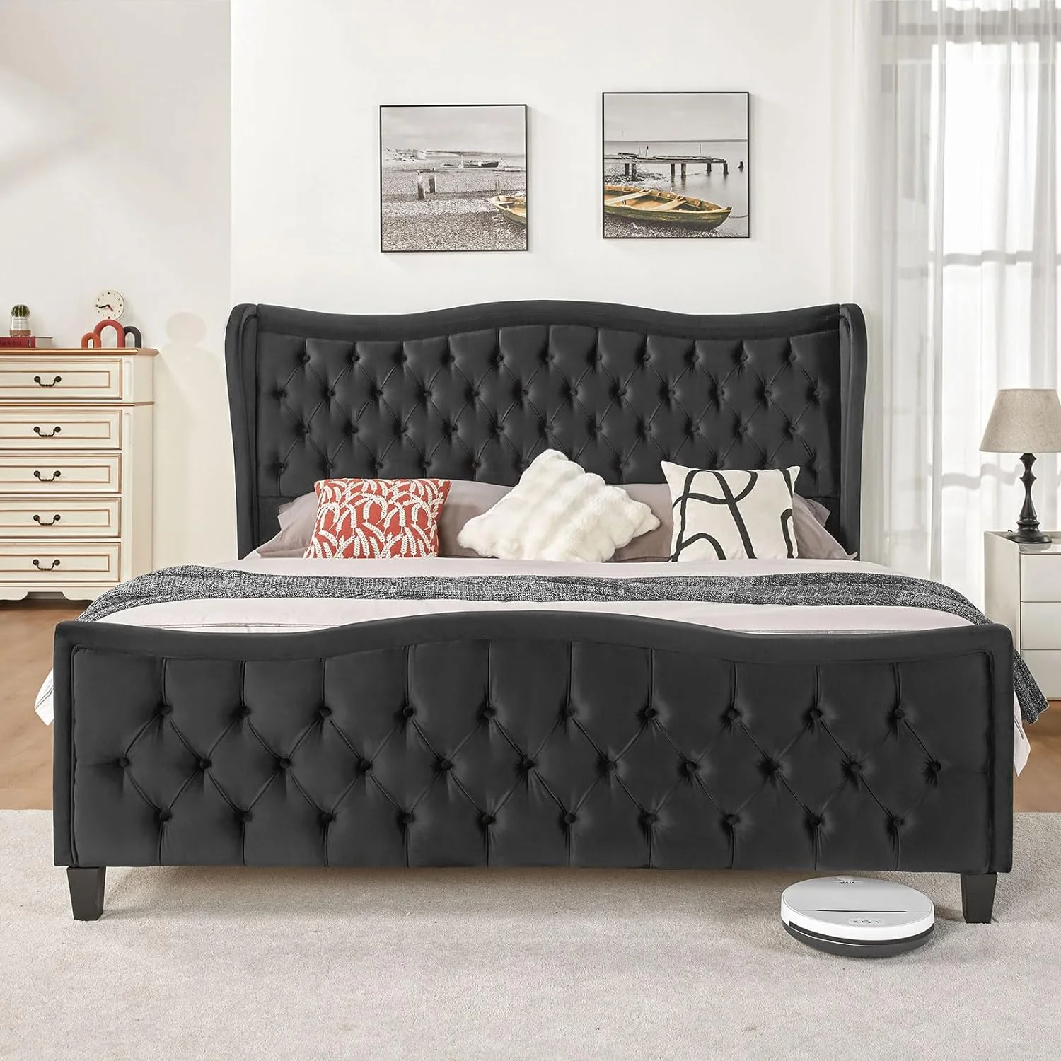 HOWE Queen Size 52.9" Tall Platform Bed Frame