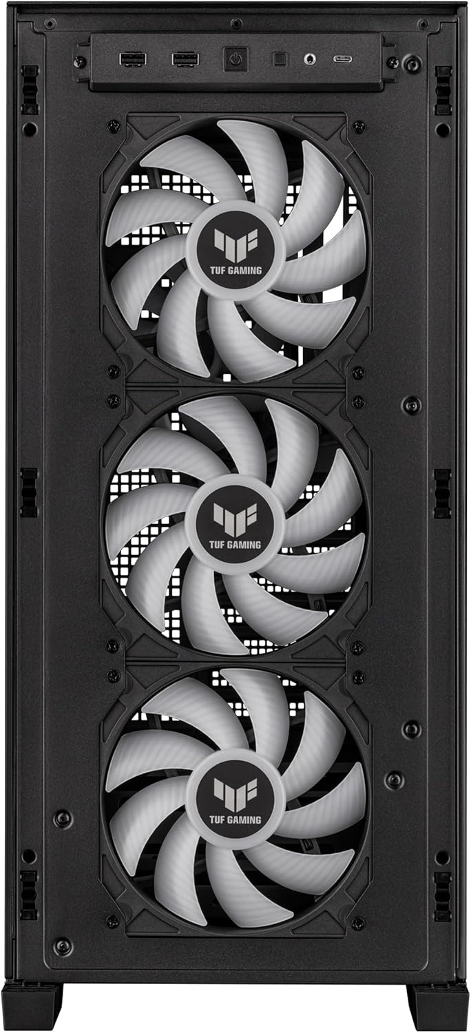 ASUS TUF Gaming GT302 ARGB ATX Mid-Tower PC Case – Four 140 x 28 mm ARGB Fans for High Airflow, Interchangeable Tempered Glass or Mesh Side Panels