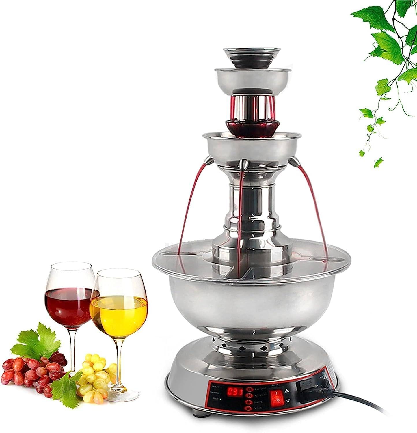 3-Tier Wine Fountain Machine, Festival Party Wedding Catering Equipment, 0~100℃ Temperature Regulating Juice Fountain, Suitable for Wine, Champagne