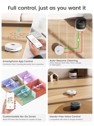 Lefant M3 Robot Vacuum, Robot Vacuum and Mop, 12000Pa Suction, Anti-Tangle Brushes, Dual Spinning Mop, Auto Mop Washing, Drying, Self-Emptying