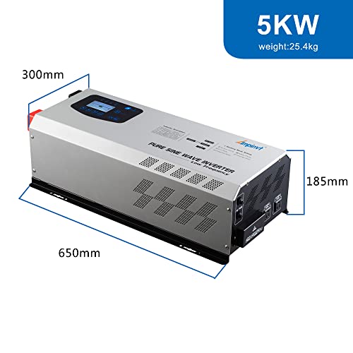 5000W Peak 15000watts Pure Sine Wave Power Inverter 24V DC to 120/240V AC Split Phase with Battery AC Charger
