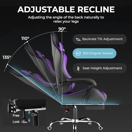 GTPLAYER Gaming Chair, Computer Chair with Footrest and Lumbar Support