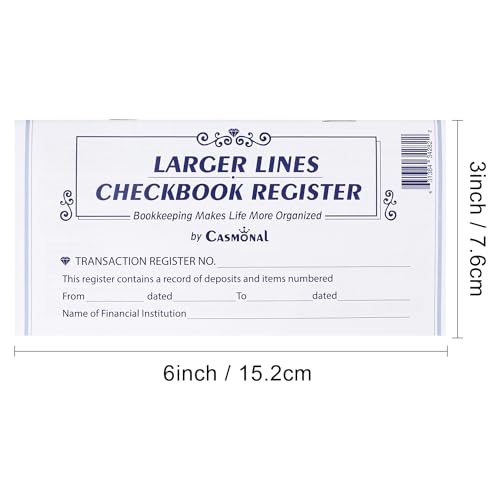 20 Pack Checkbook Register, Check Registers for Personal, Blank Ledger Transaction Registers for Personal or Business Bank