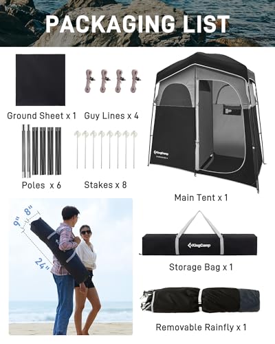 KingCamp Shower Tent, Portable Privacy Tent Outdoor Camping 1/2 Room Toilet Tents with Shower Bag & Dressing Room for Travel Beach Tailgate