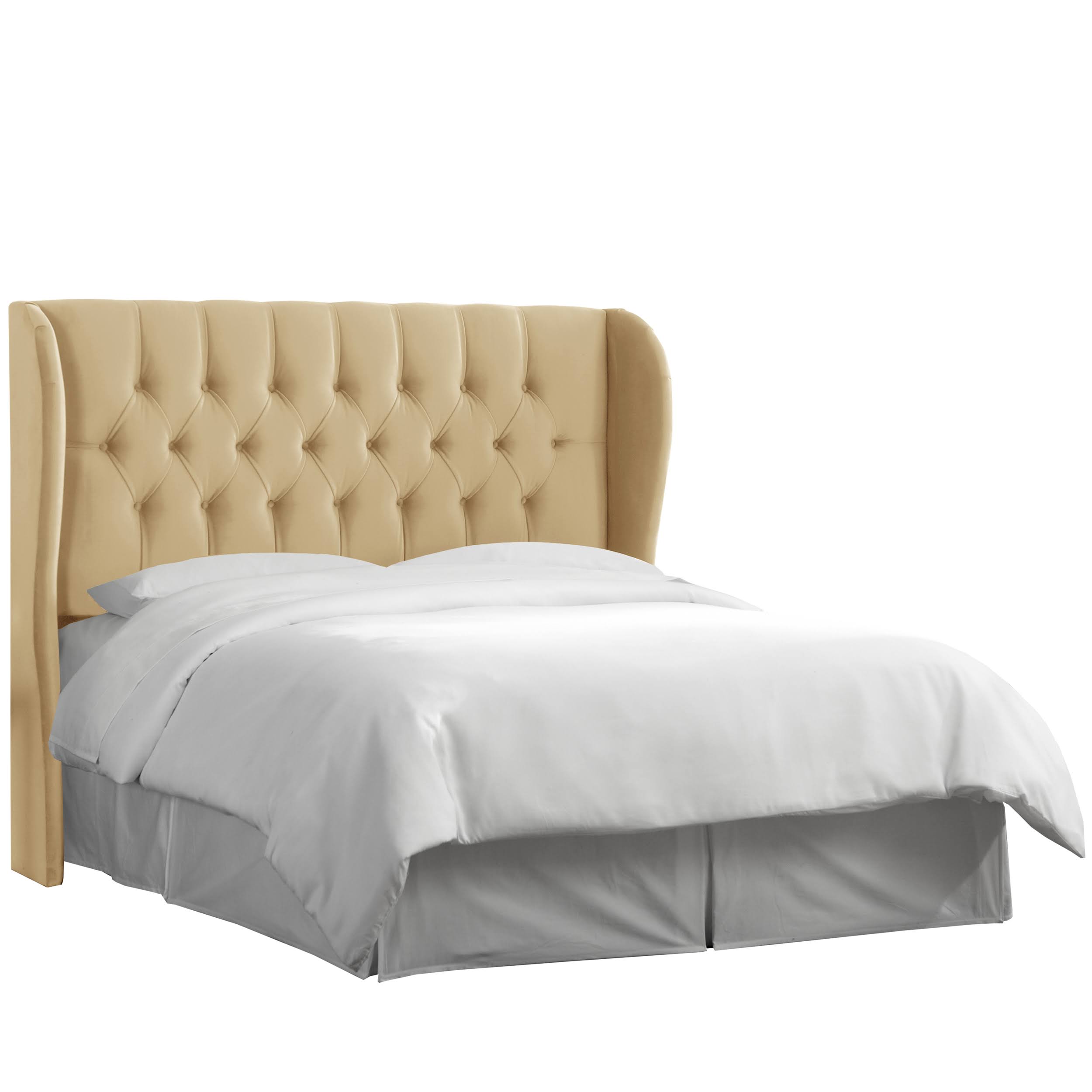 Skyline Tufted Wingback Panel Headboard in Beige - King