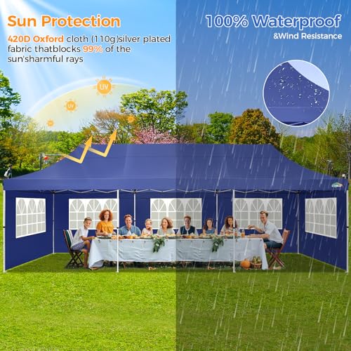 10x10 Pop Up Canopy Tent with 4 Sidewalls and Mesh Windows 2.0
