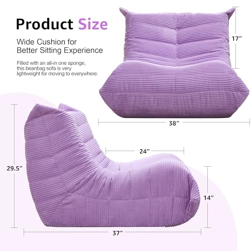Bean Bag Chairs for Adults Giant Bean Bag Chair Memory Foam BeanBag Chair Big Bean Bag Sofa with Filler Faux Fur Fireside Beanbags Lazy Sofa for