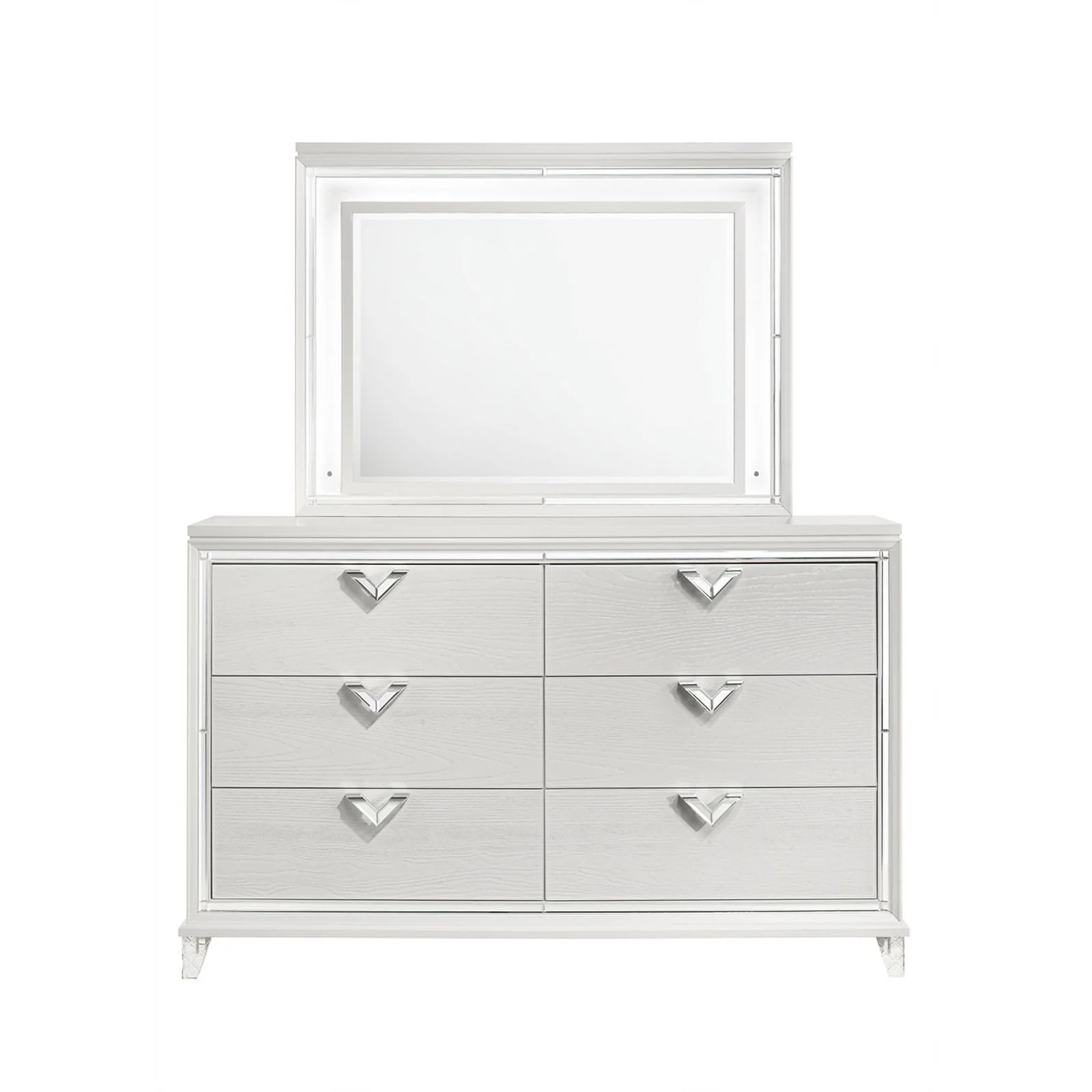 Pemberly Row Prism 5 PC King Modern Bedroom Set made with Wood in White color