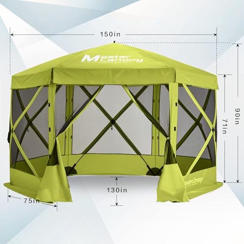 MASTERCANOPY 12x12FT Pop Up Gazebo Screen Tent - Instant Screen House with Netting, Quick Set, Outdoor Canopy Shelter with Carry Bag for Camping