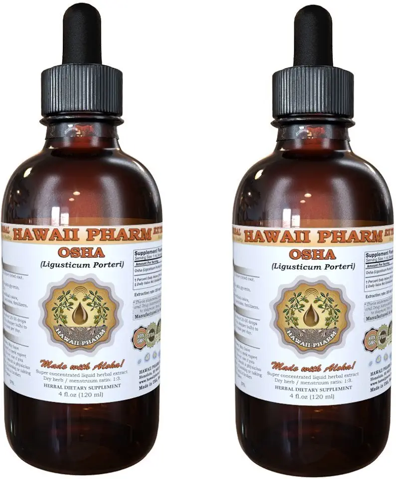 OSHA Liquid Extract, OSHA (Ligusticum porteri) Tincture, Herbal Supplement, Hawaii Pharm, Made in USA, 2x4 fl.oz - Kansas Nuitrition - HNZSDS