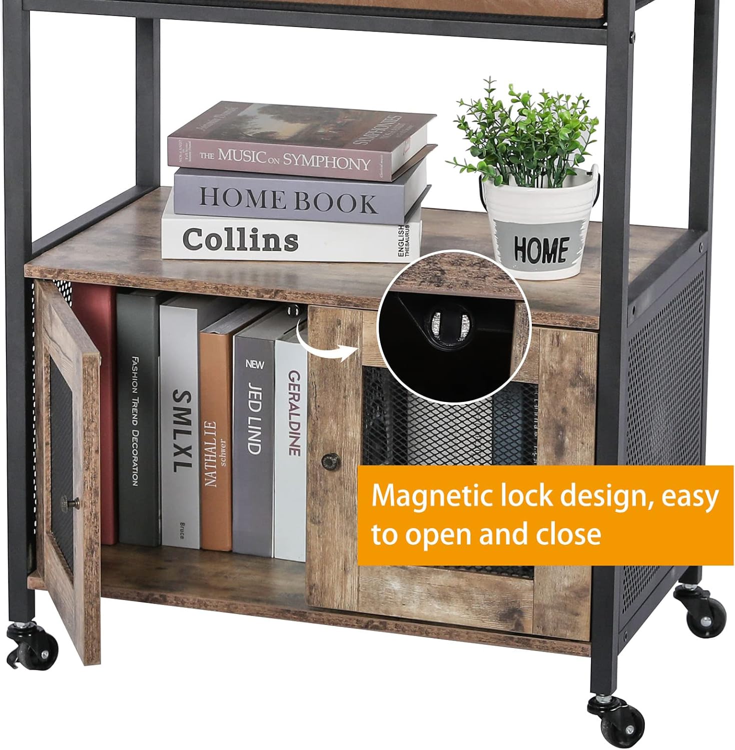 X-cosrack 28 Inch Mobile Printer Stand with Storage, Large End Table with Drawer and Storage Cabinet Printer Table with Wheels