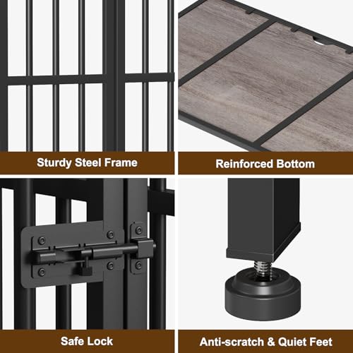 Easycom 41" Dog Crate Furniture Foldable, No Assembly Decorative Dog Kennel Indoor, Dog Crates for Large Dogs