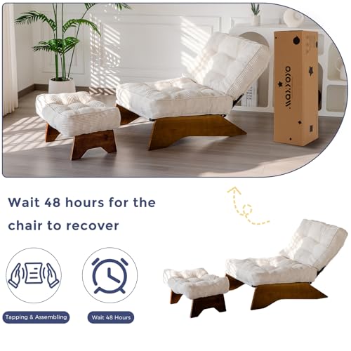 MAXYOYO Accent Chair with Ottoman Adjustable Backrest, Tufted Living Room Chair Upholstered Lounge Chair with Footrest Set