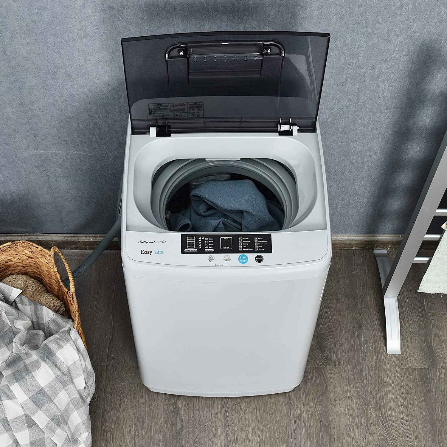 FUTADA Full Automatic Washing Machine, 2 in 1 Portable Laundry Washer, 8.8 Lbs Washer & Dryer Combo w/Built-in Barrel Light, LED Display
