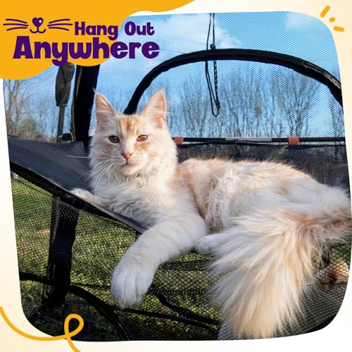Extra Large Catio Outdoor Cat Enclosure, Rywell 3-Tier Spacious Outdoor Cat Tent, Weatherproof&Sunproof with 5 Windows