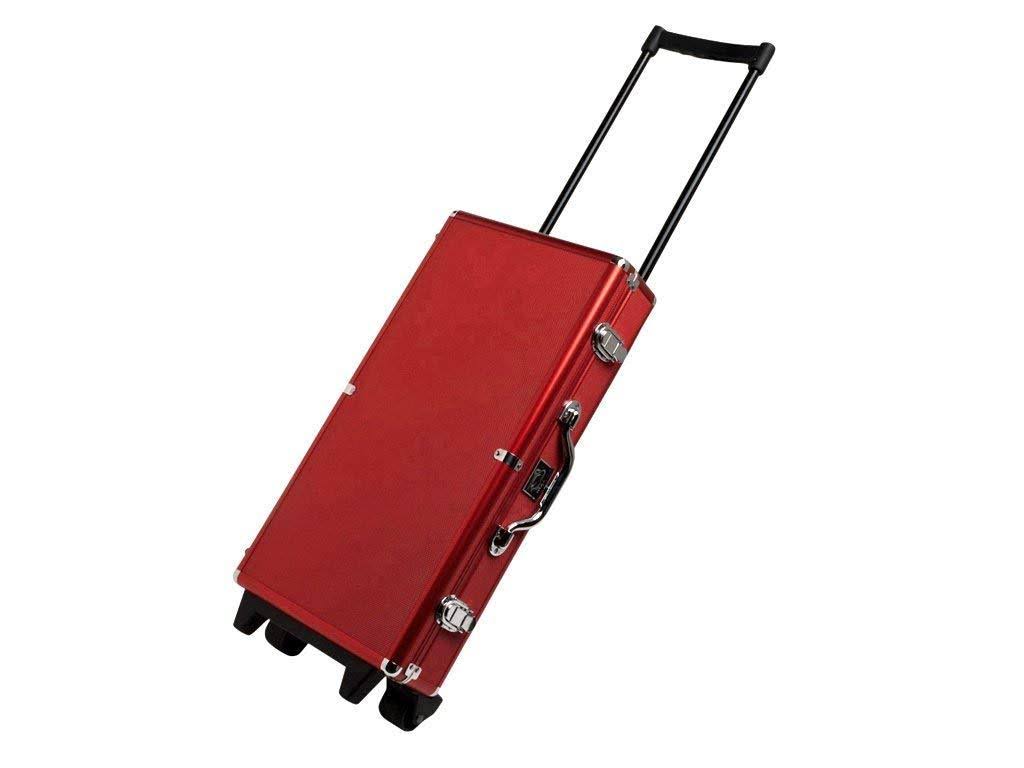 White Swan mAh Jongg Set Wheeled Aluminum Case White Tiles Pusher Arms American Mahjong Game Red