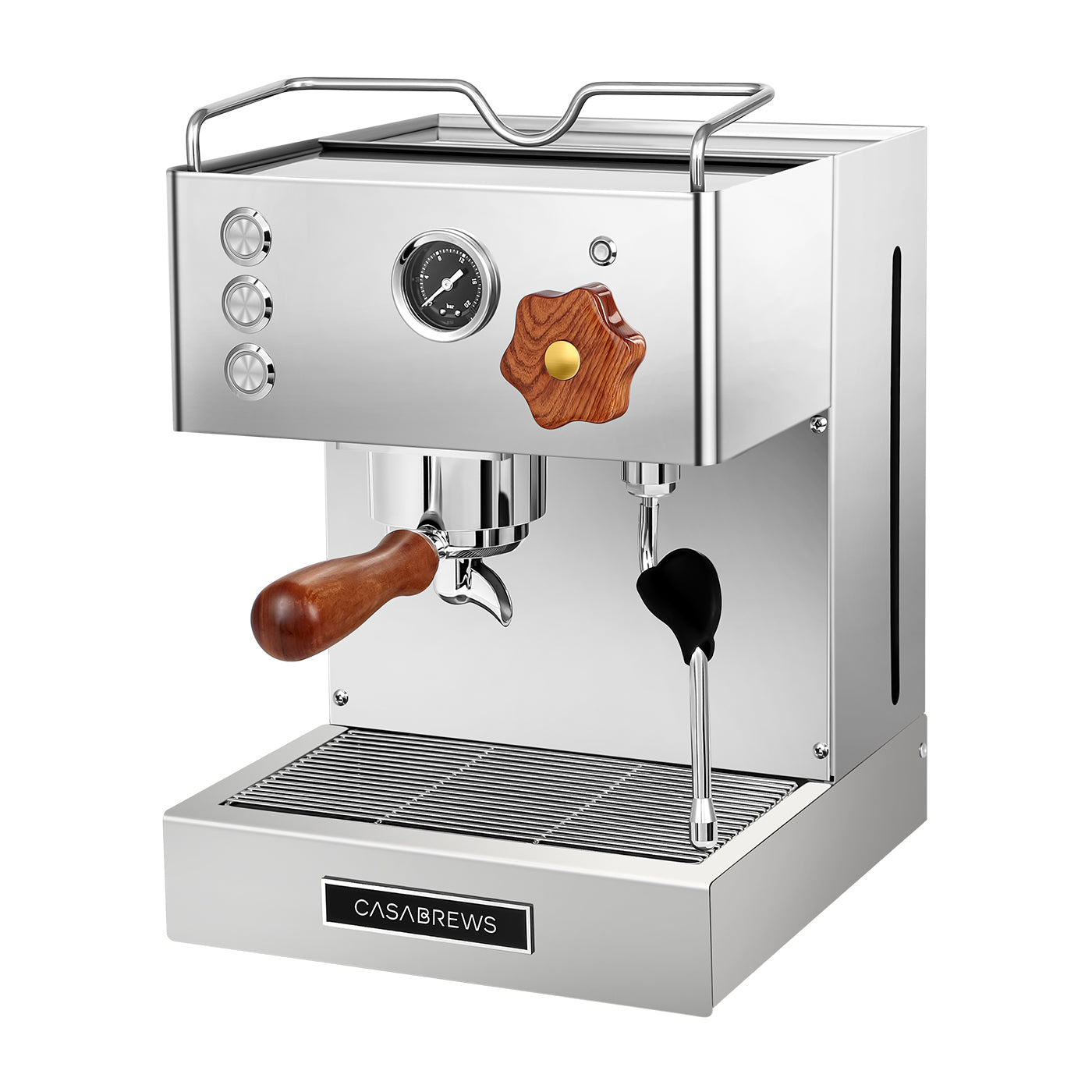 Casabrews 15 Bar Espresso Machine, Semi-Automatic Coffee Machine with Built-in Spotlight, Silver